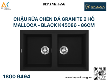 Chậu rửa chén đá Granite 2 hố Malloca - BLACK K45086 